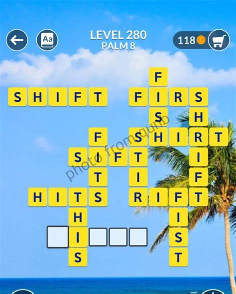 Wordscapes Level 280, Palm 8 Answers .